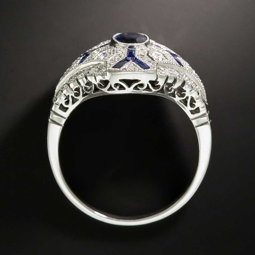 Art Deco Style .50 Carat Sapphire and Diamond Ring - image 3