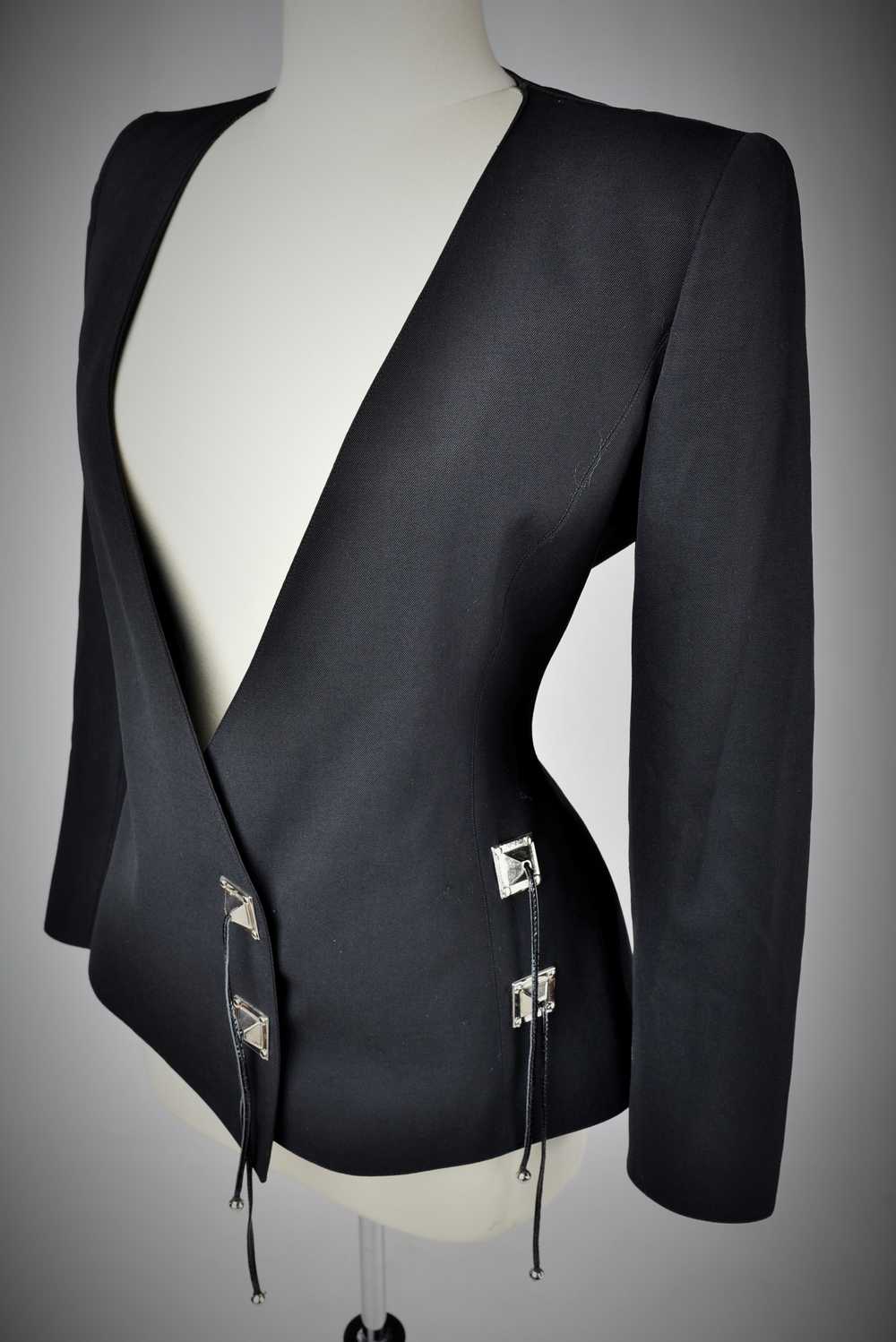 Black Tergal Tuxedo Jacket by Claude Montana Circ… - image 10