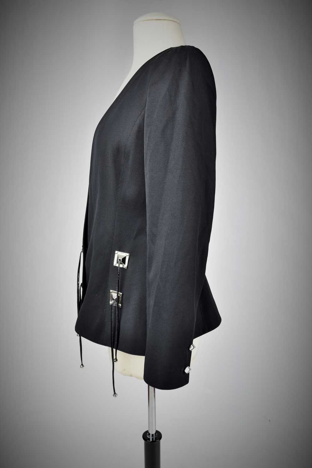 Black Tergal Tuxedo Jacket by Claude Montana Circ… - image 11