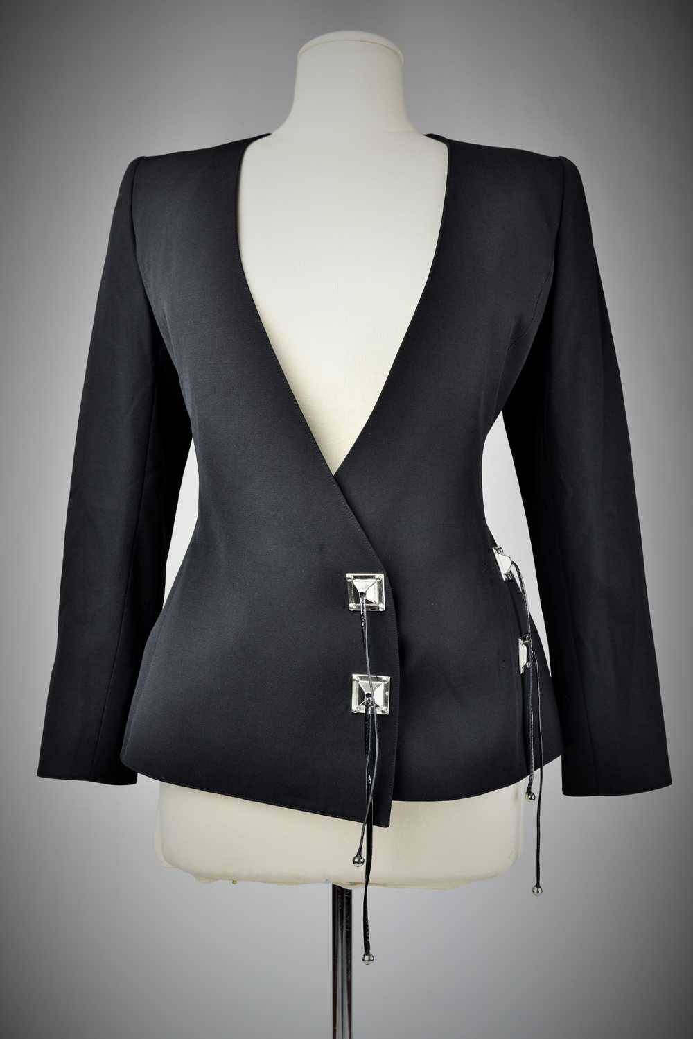 Black Tergal Tuxedo Jacket by Claude Montana Circ… - image 1