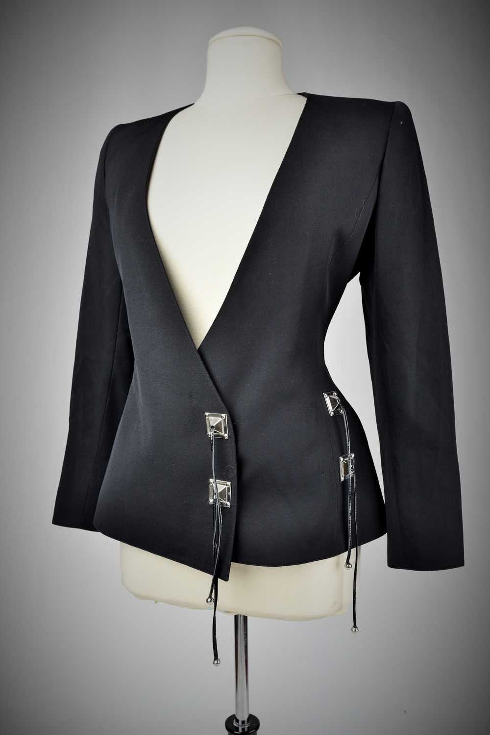 Black Tergal Tuxedo Jacket by Claude Montana Circ… - image 4