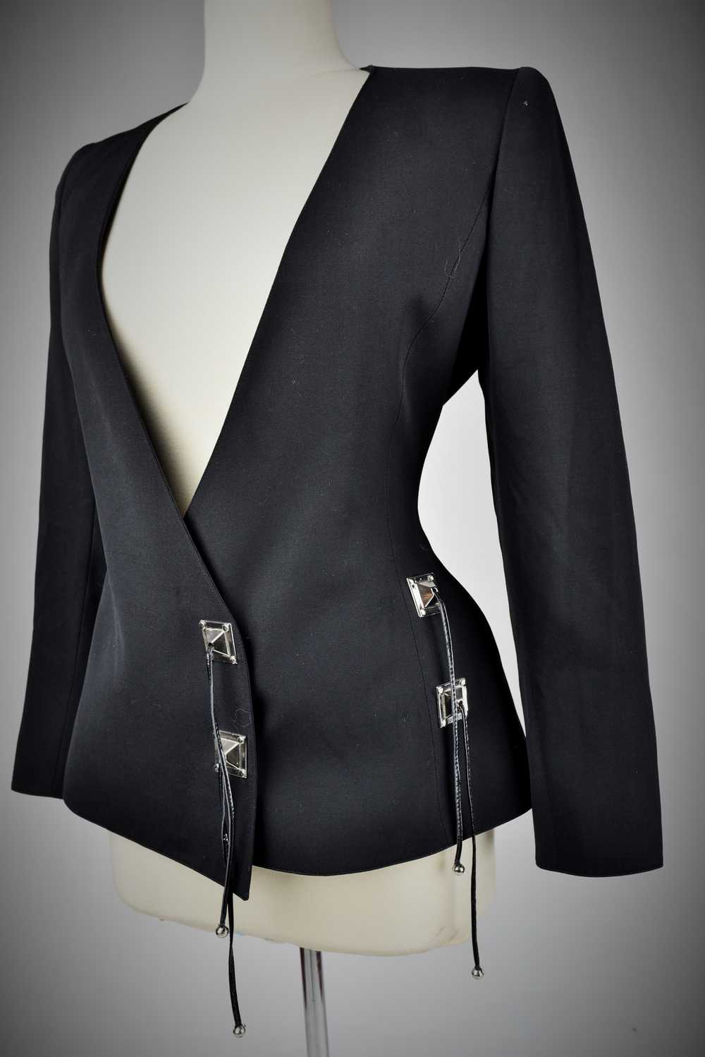 Black Tergal Tuxedo Jacket by Claude Montana Circ… - image 6
