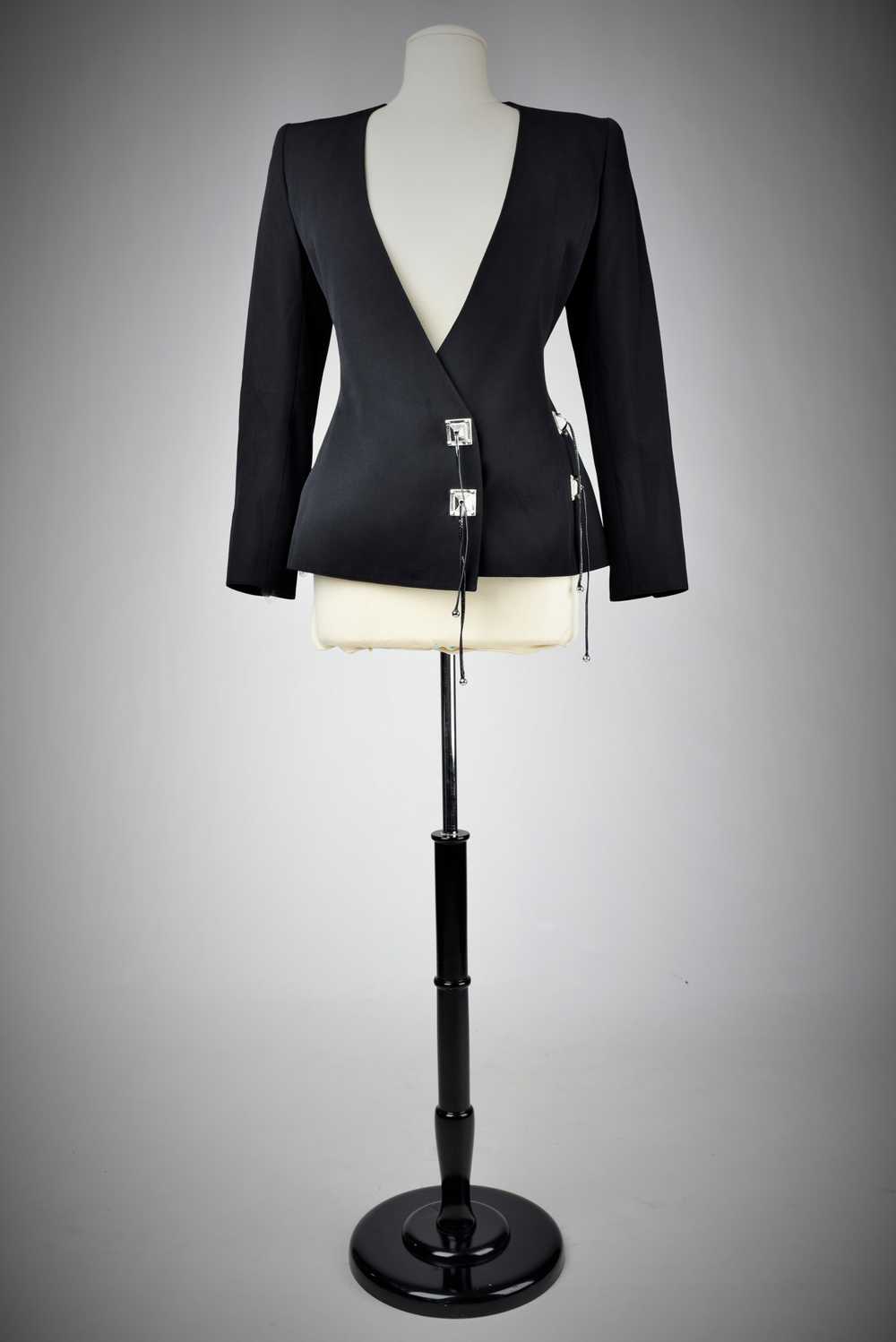 Black Tergal Tuxedo Jacket by Claude Montana Circ… - image 9