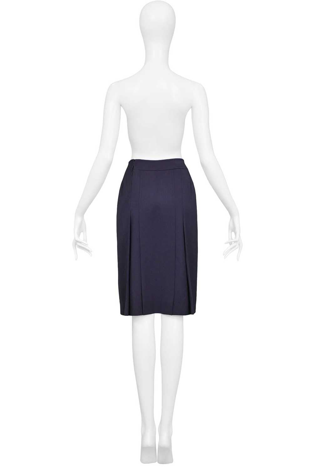 CELINE NAVY PURPLE WOOL SKIRT WITH GOLD LINK - image 2