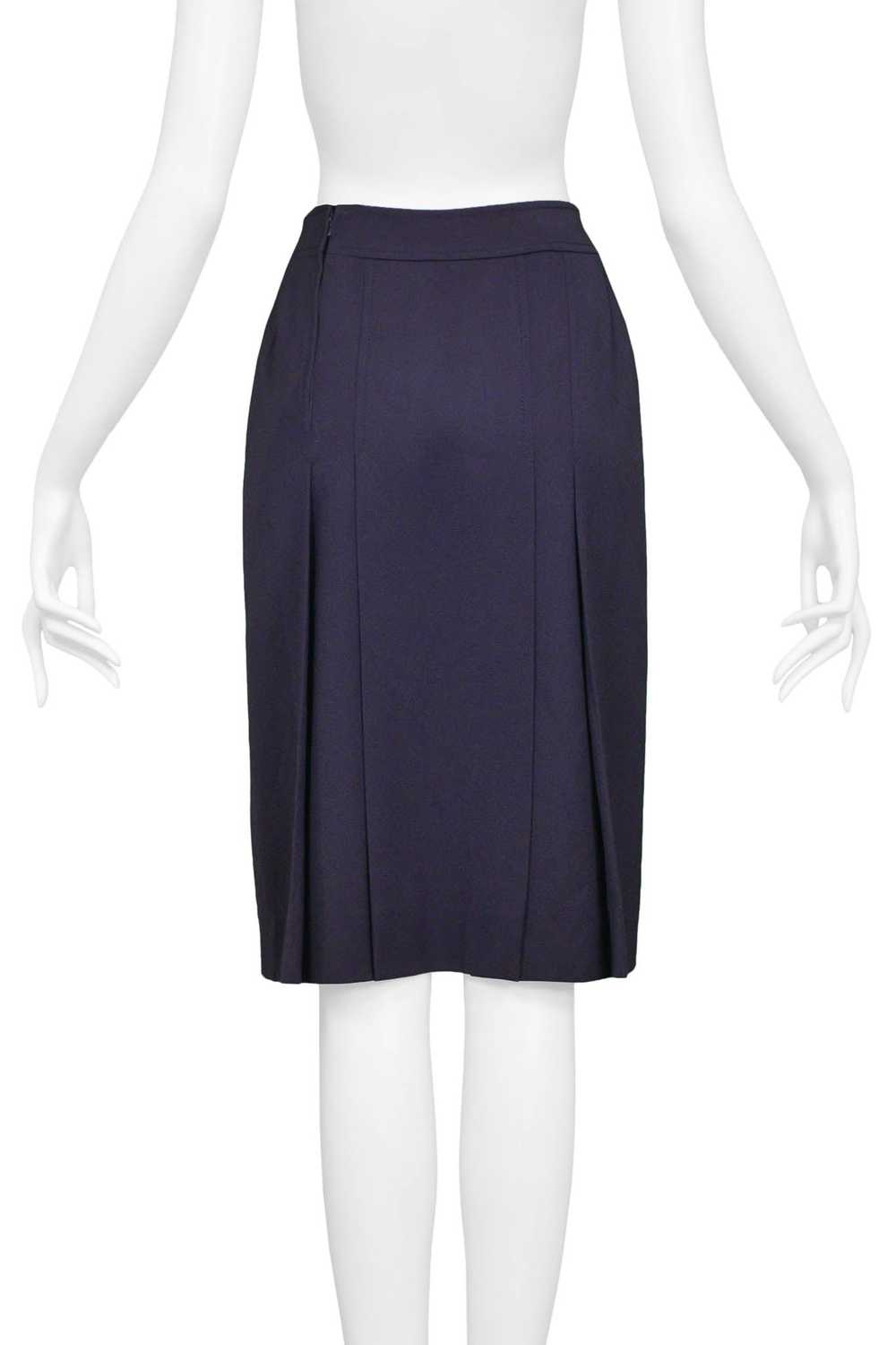 CELINE NAVY PURPLE WOOL SKIRT WITH GOLD LINK - image 4