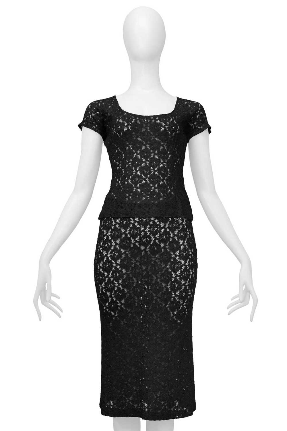 DOLCE & GABBANA BLACK LACE TOP AND SKIRT ENSEMBLE - image 1