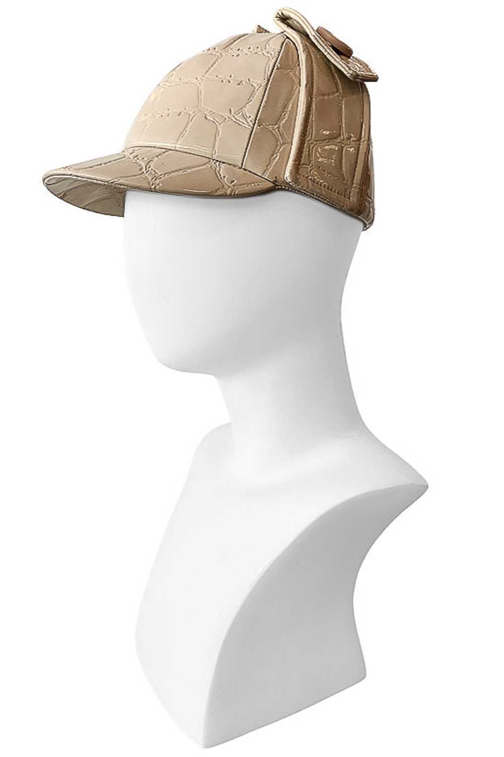 MIU MIU CREAM FAUX CROC HAT - image 1