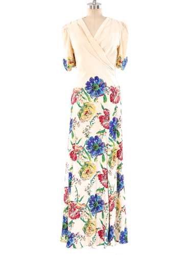 1940's Floral Crepe Gown