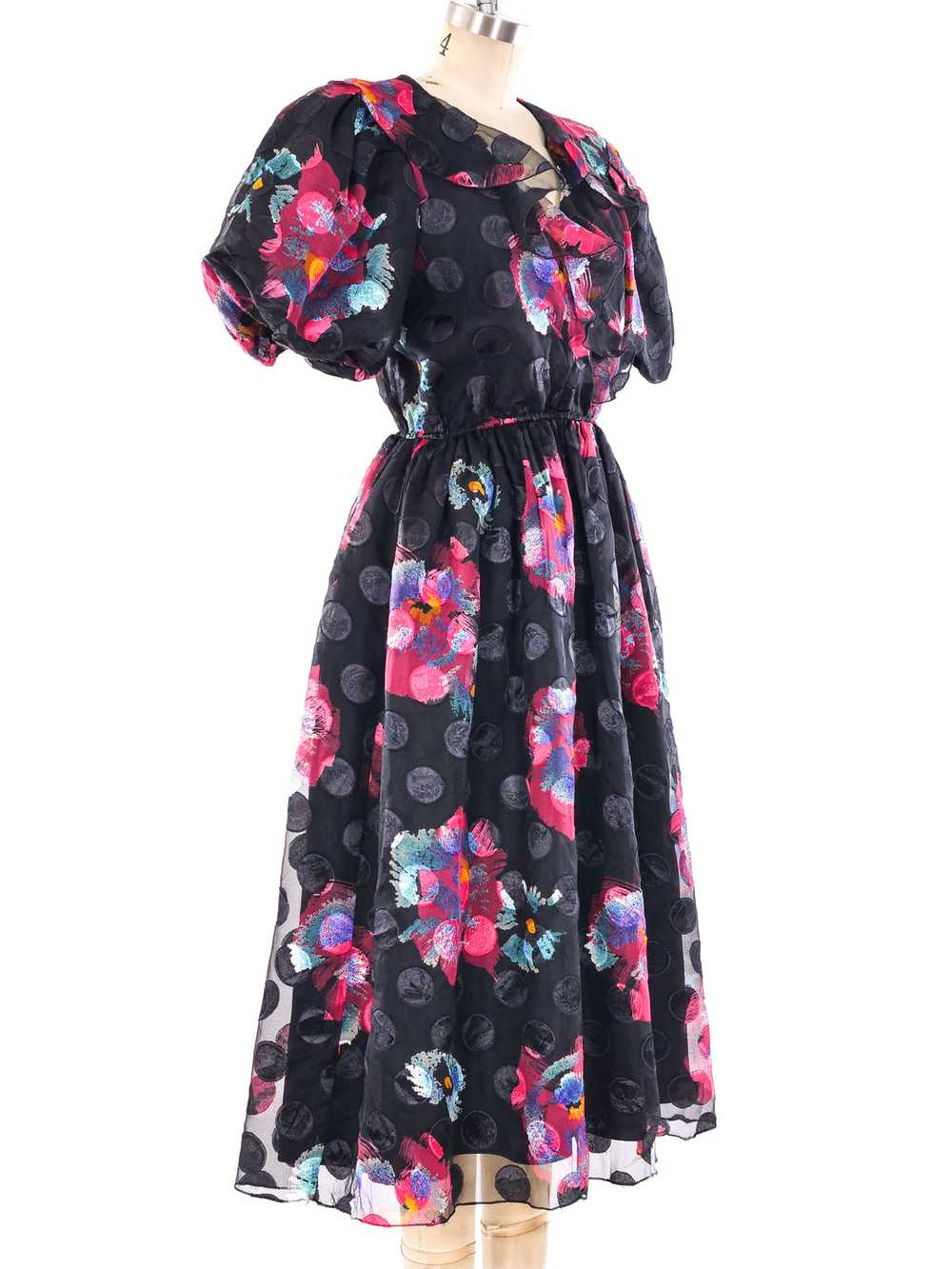 Puff Sleeve Floral Ruffle Dress - image 2