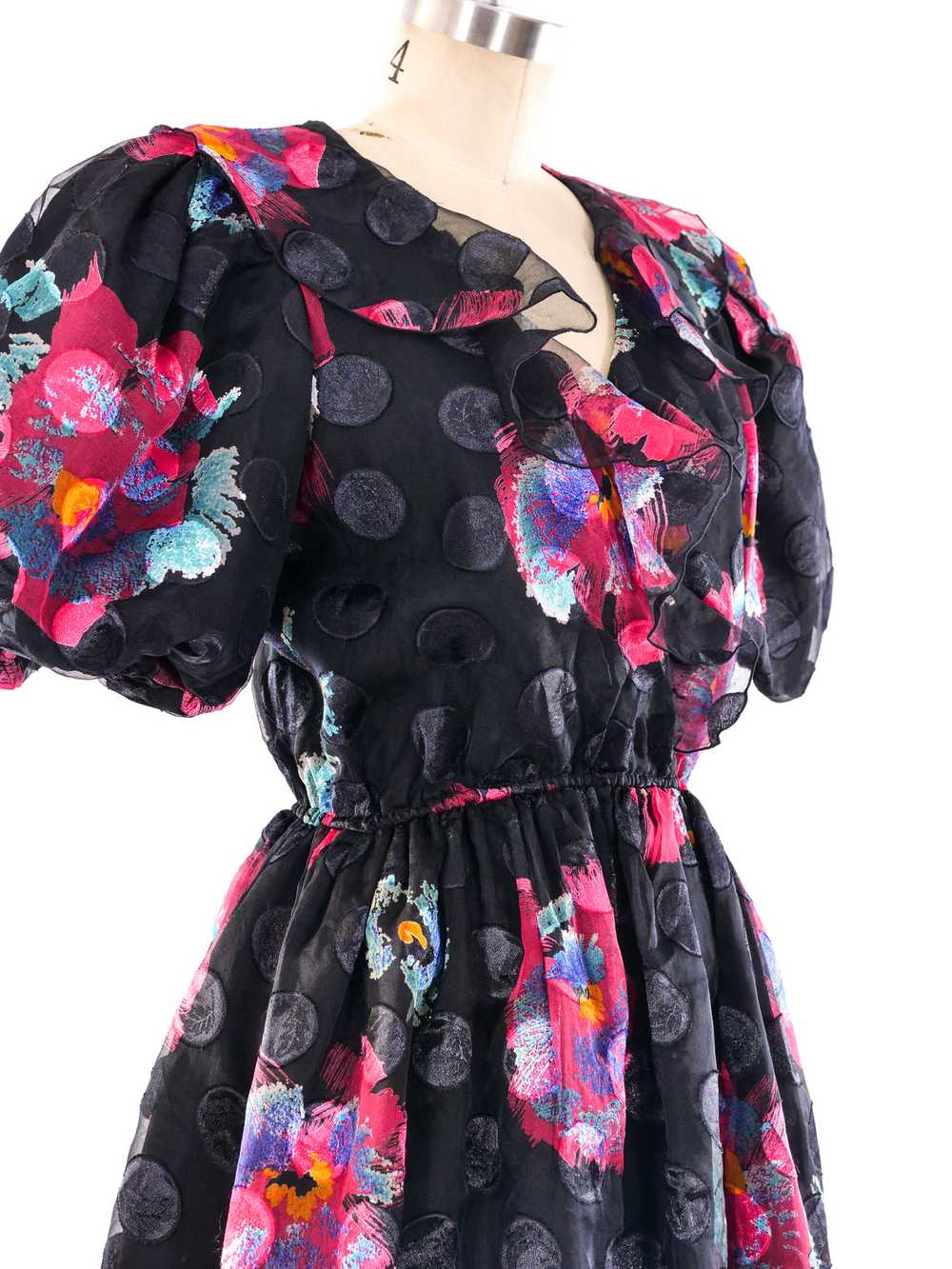 Puff Sleeve Floral Ruffle Dress - image 4