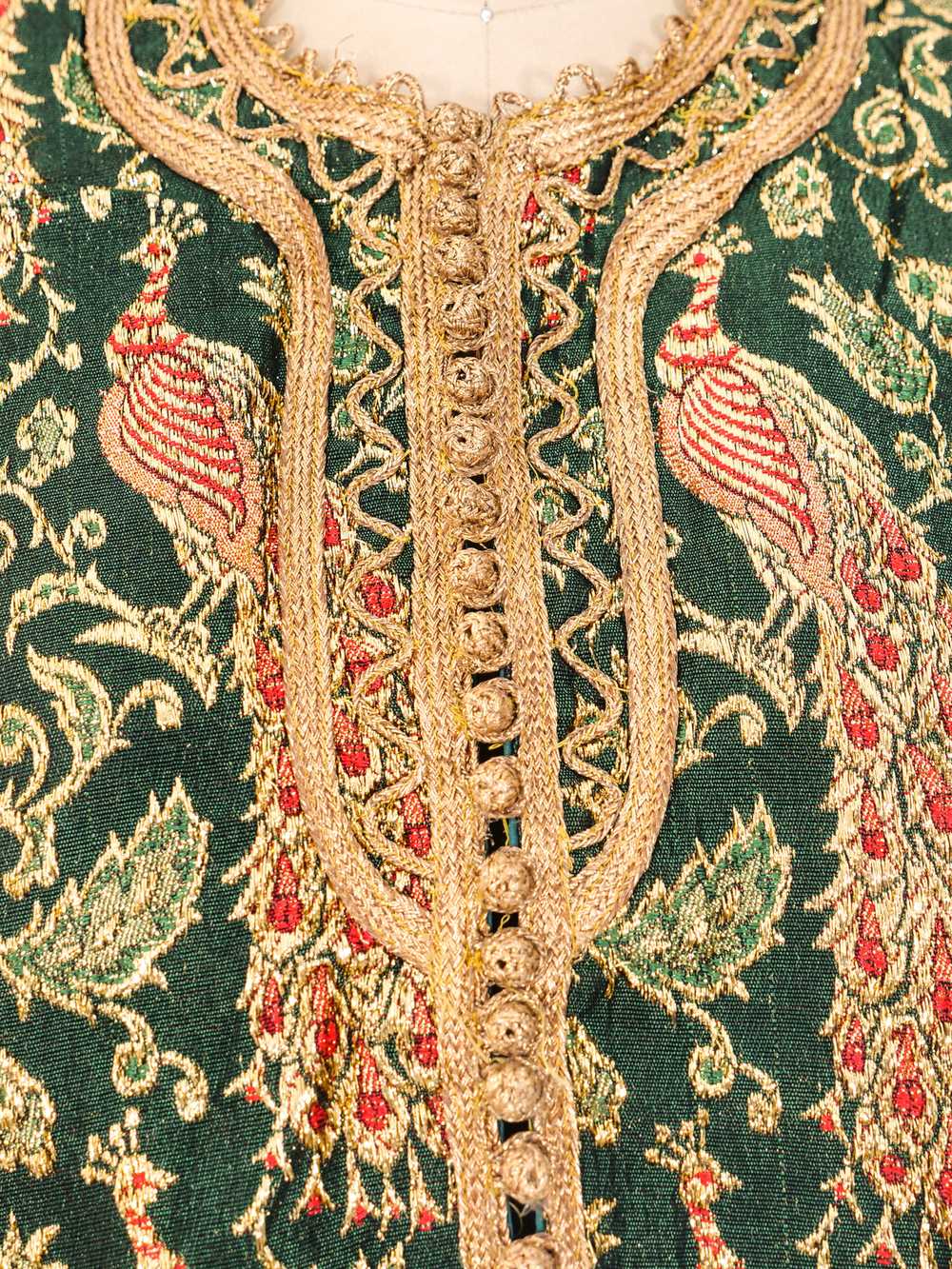 Metallic Peacock Brocade Vest - image 2
