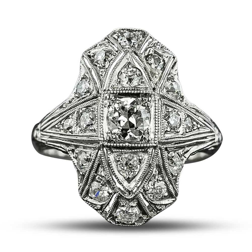 Art Deco Diamond Dinner Ring - image 4