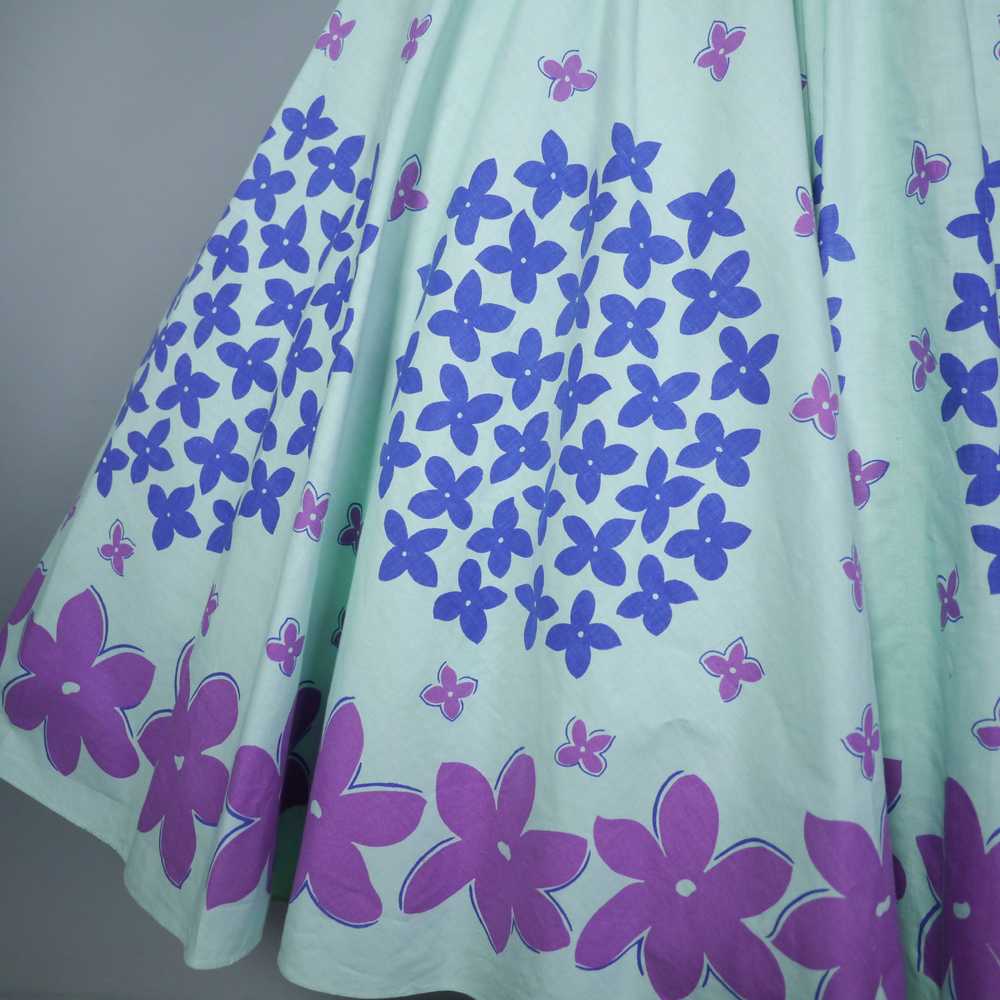 50s FLORAL BORDER PRINT MINT COLOURED COTTON CIRC… - image 7