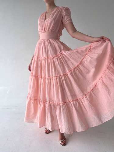 1930's Pink Gown with Embroidered Floral Print