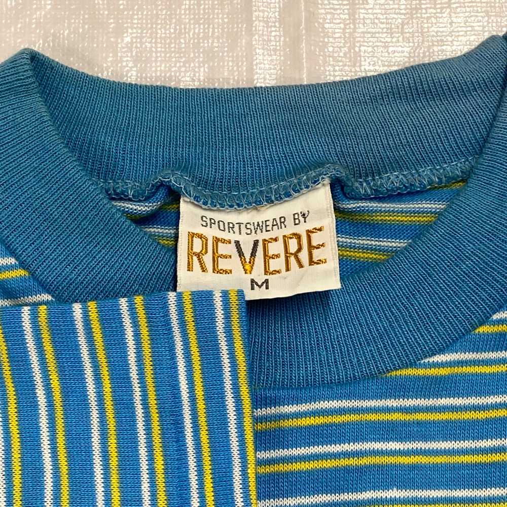 1960s striped t-shirt baby blue yellow white Spor… - image 2