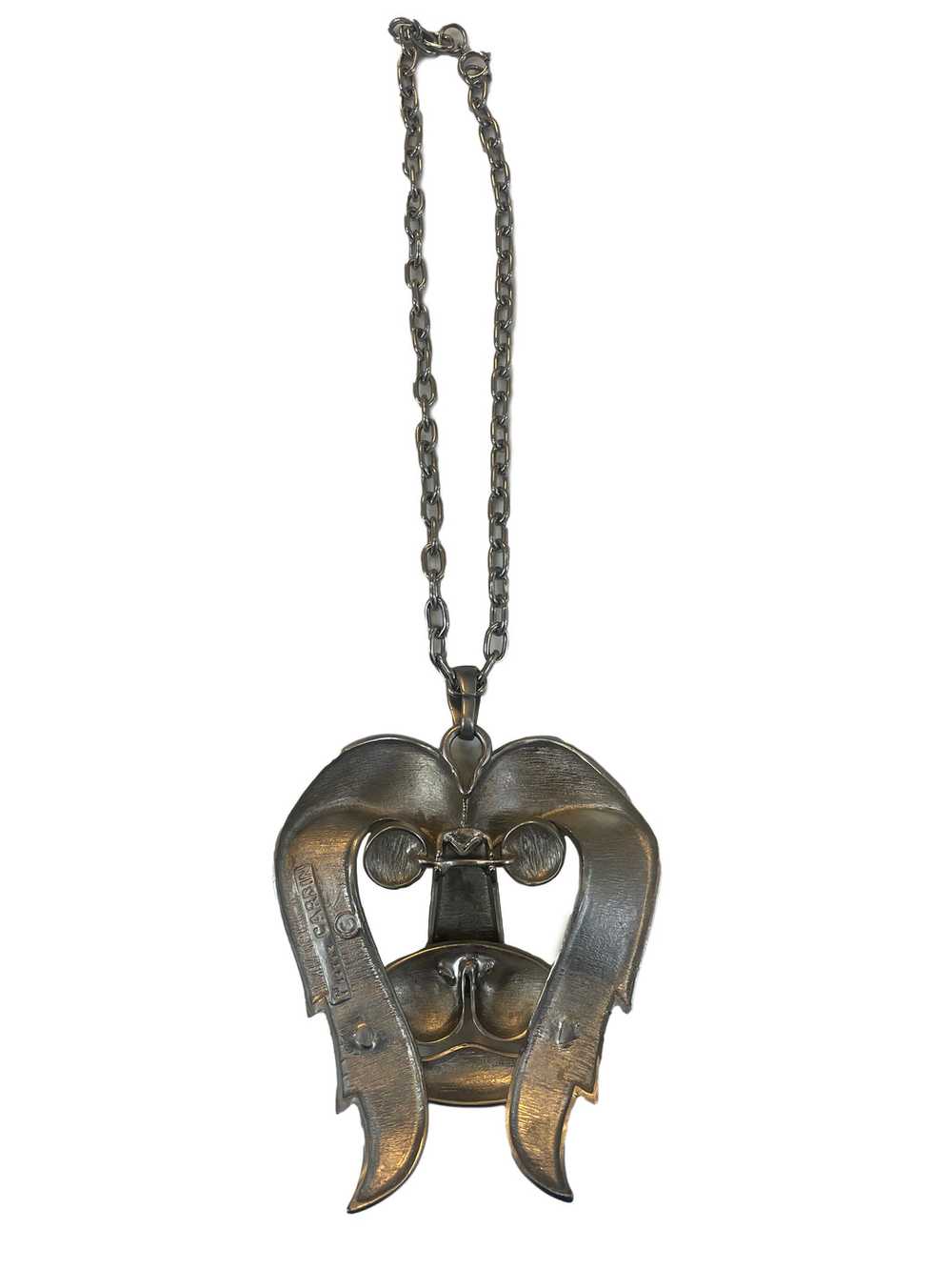 Pierre Cardin 70s Pewter Lion Pendant Necklace - image 2