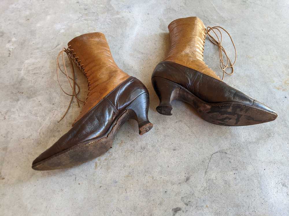 c. 1910s-1920s Two-Tone Brown Boots | Approx Sz 6 - image 3