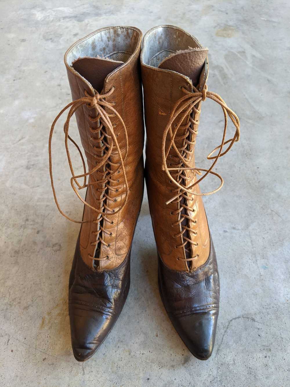 c. 1910s-1920s Two-Tone Brown Boots | Approx Sz 6 - image 4