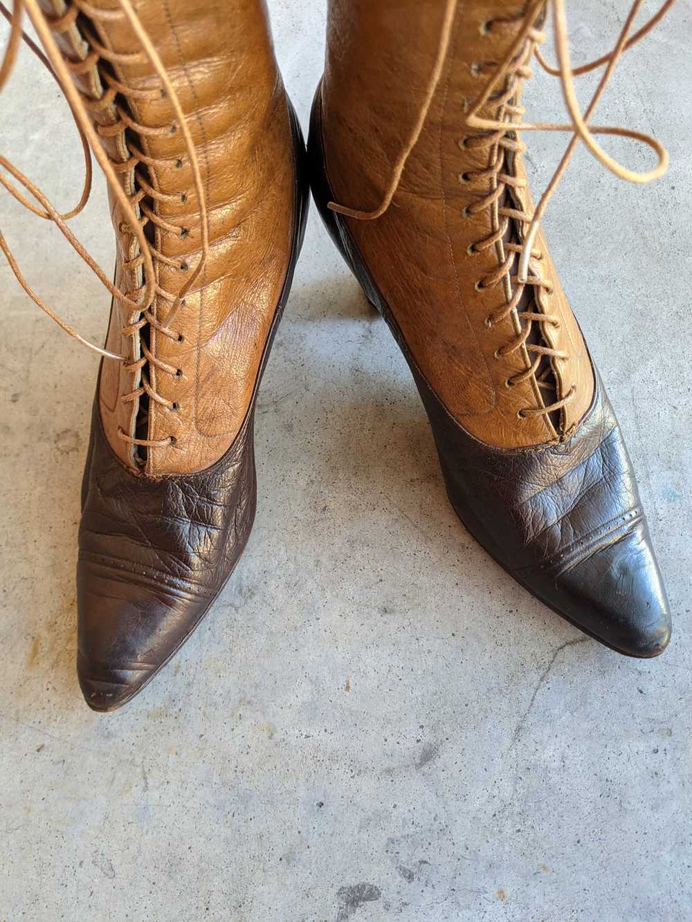 c. 1910s-1920s Two-Tone Brown Boots | Approx Sz 6 - image 5