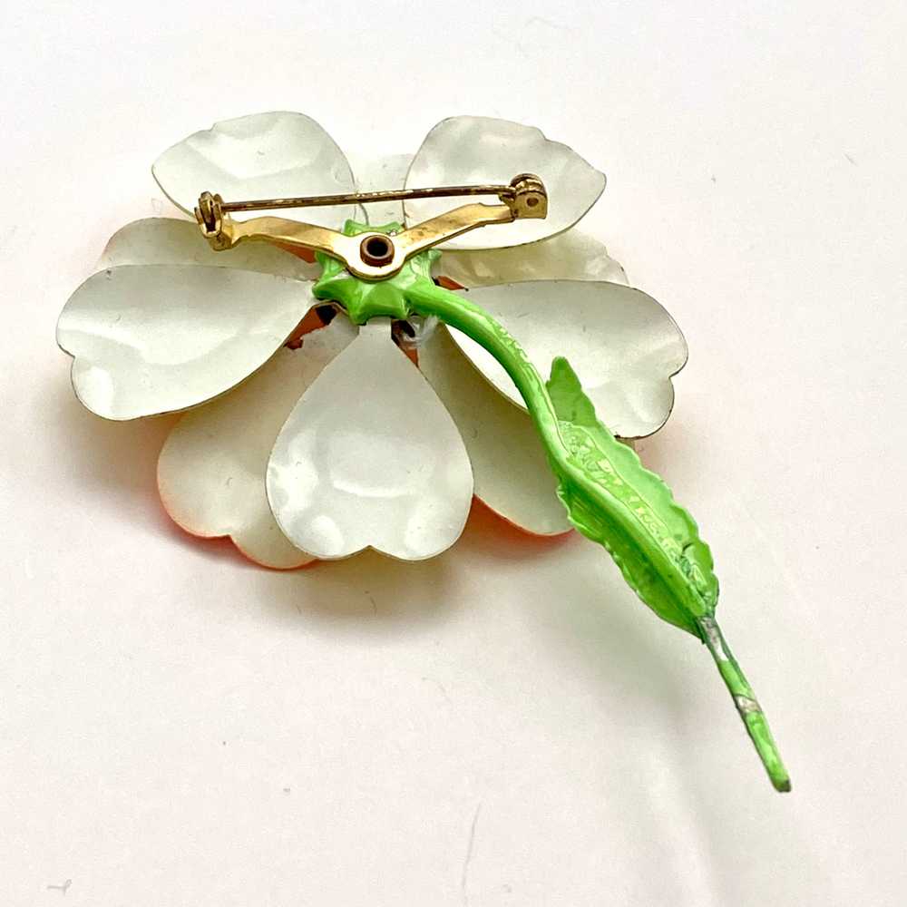 Late 60s/ Early 70s Enamel Flower Brooch - image 3