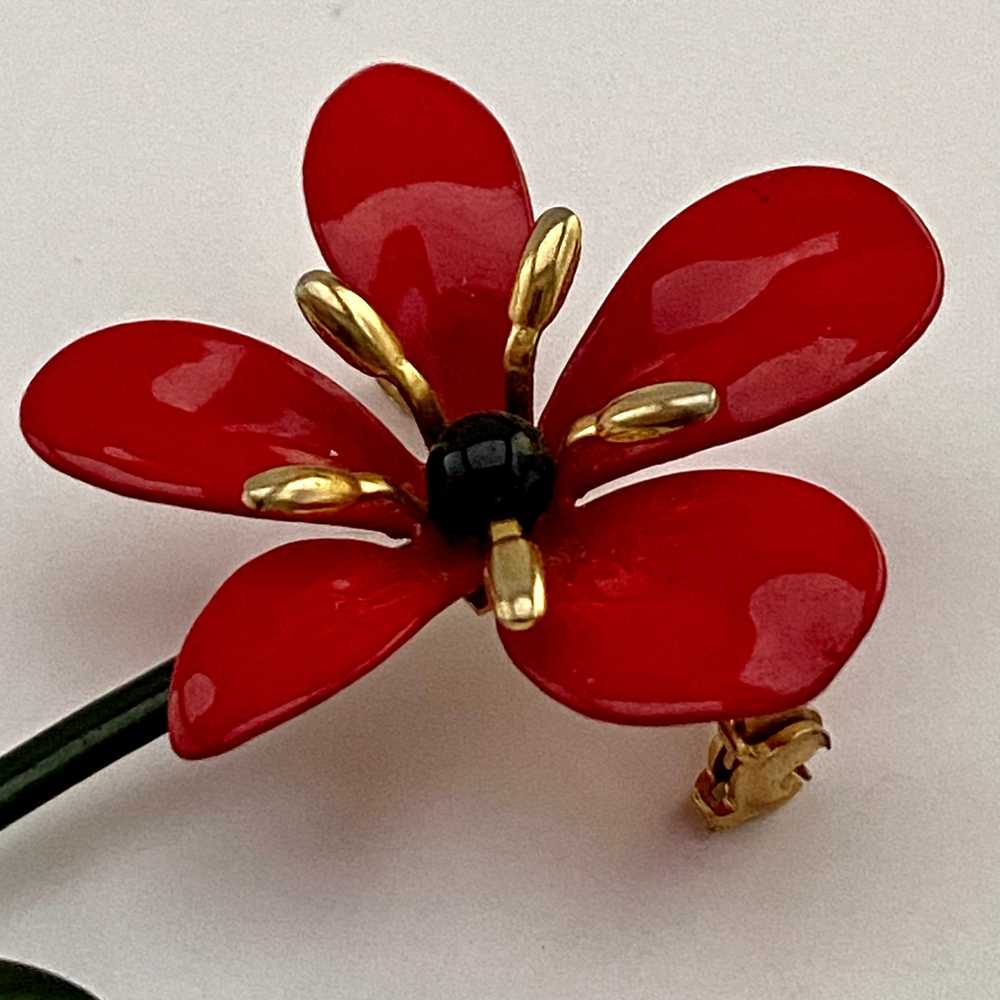 Late 60s/ Early 70s Enamel Flower Brooch - image 2