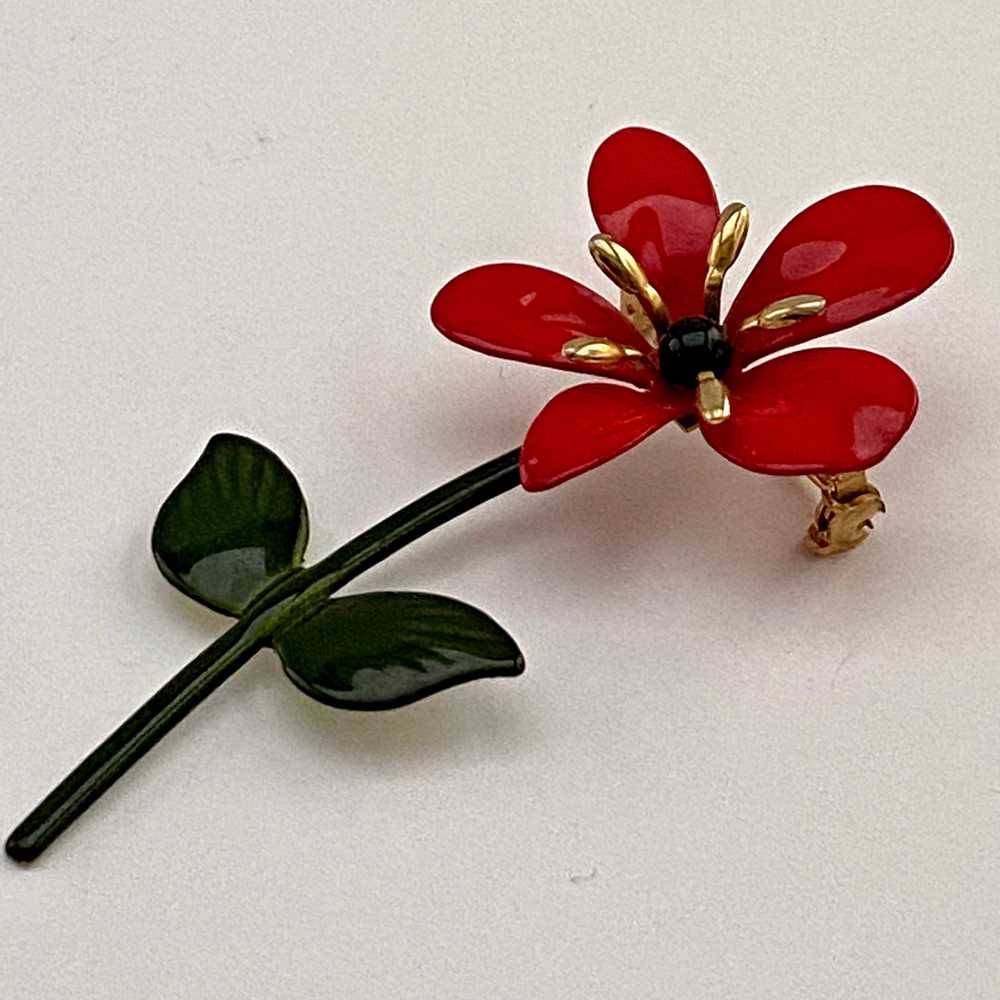 Late 60s/ Early 70s Enamel Flower Brooch - image 3