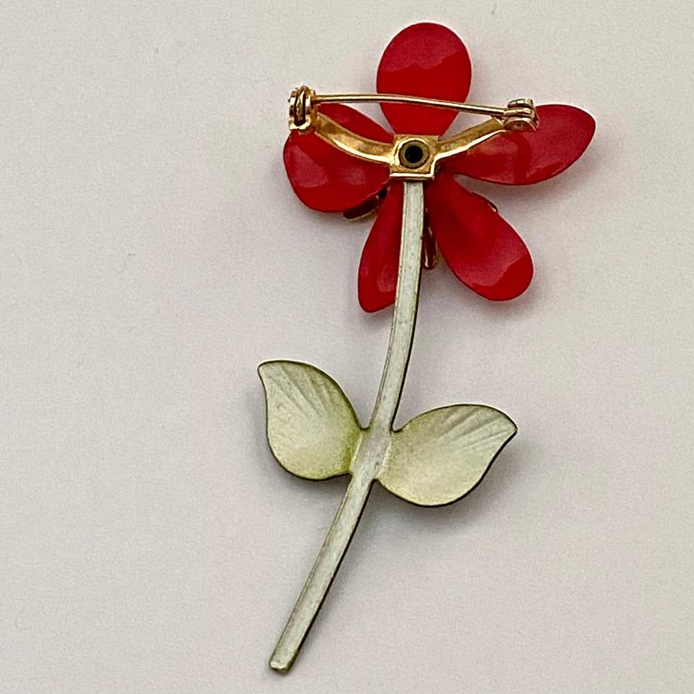 Late 60s/ Early 70s Enamel Flower Brooch - image 4