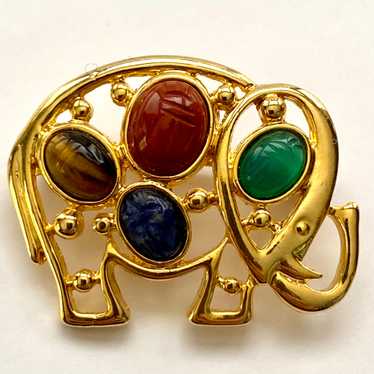 Late 70s/ Early 80s Scarab Elephant Brooch - image 1