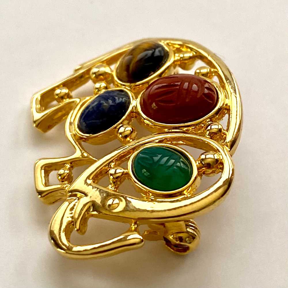 Late 70s/ Early 80s Scarab Elephant Brooch - image 2