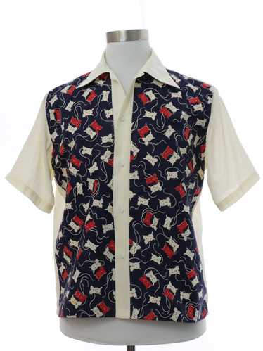 1940's Arrow Mens Custom Scottie Dog Print Sport S