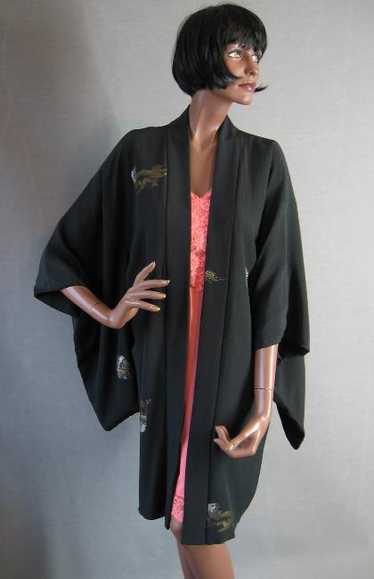 30s Women's Vintage Kimono Jacket Lurex Woven Pek… - image 1