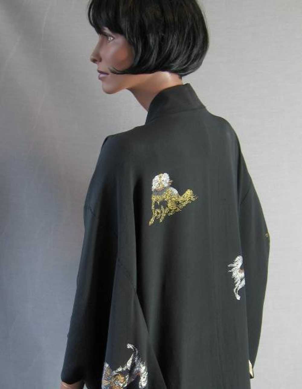 30s Women's Vintage Kimono Jacket Lurex Woven Pek… - image 2