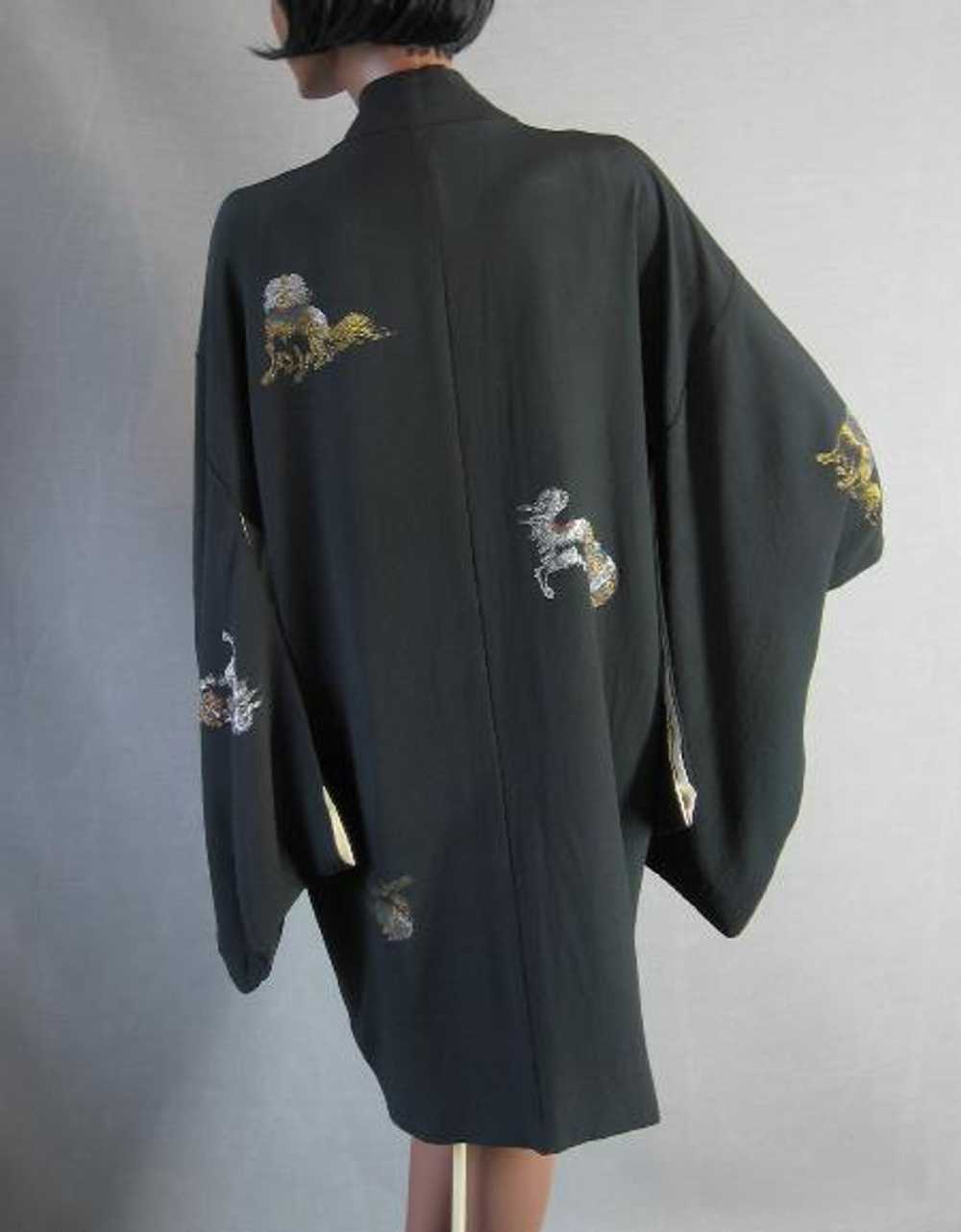30s Women's Vintage Kimono Jacket Lurex Woven Pek… - image 4