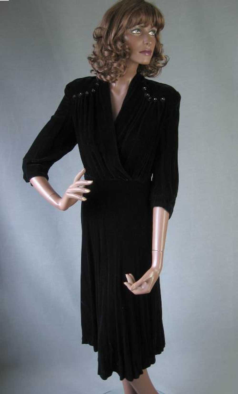40s Vintage Women's Dress Cocktail Party Black Ve… - image 2