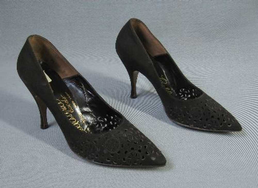 50s 60s Women's Stiletto Heels Vintage Brown Sued… - image 3
