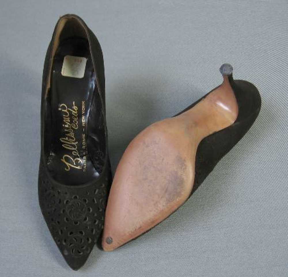 50s 60s Women's Stiletto Heels Vintage Brown Sued… - image 5