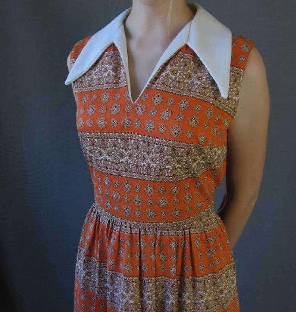 70s Women's Dress Vintage Mod Maxi Paisley Print … - image 4