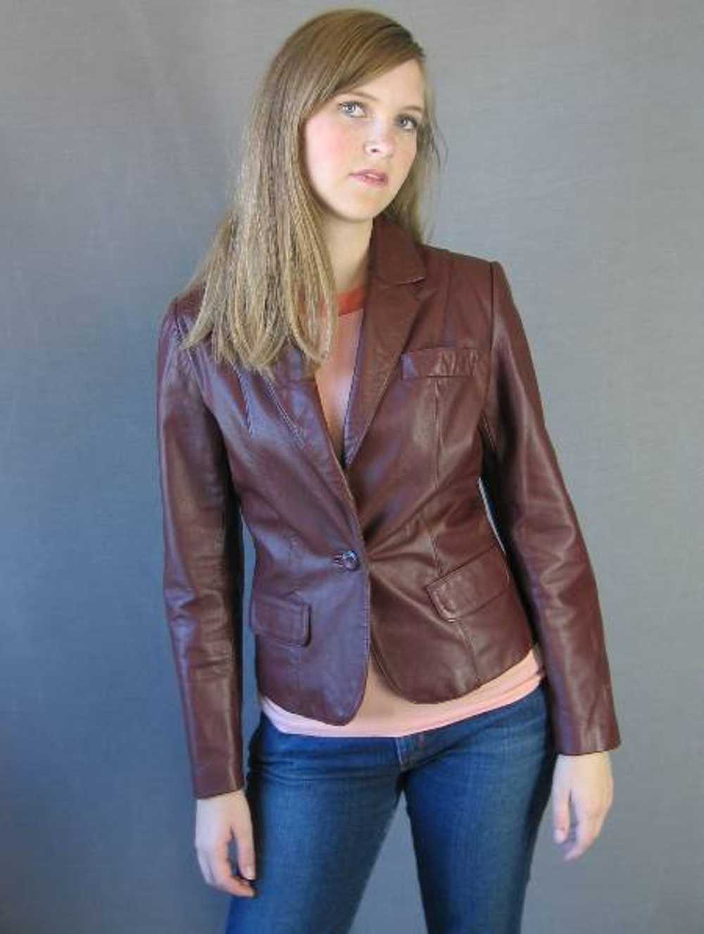 Women's 70s Jacket Cropped Leather Vintage Curvy … - image 1