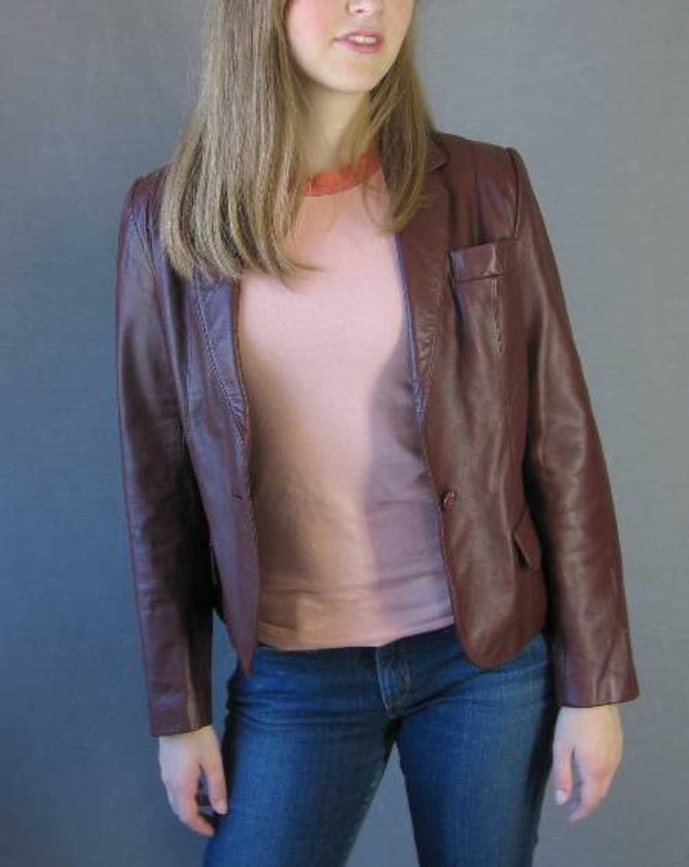 Women's 70s Jacket Cropped Leather Vintage Curvy … - image 3