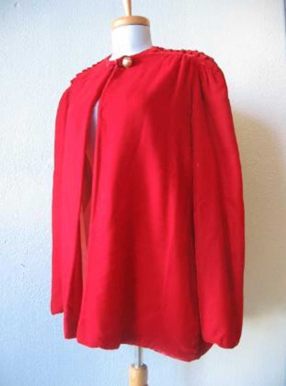 Women's 40s Jacket Red Velvet Dress Coat Vintage … - image 3