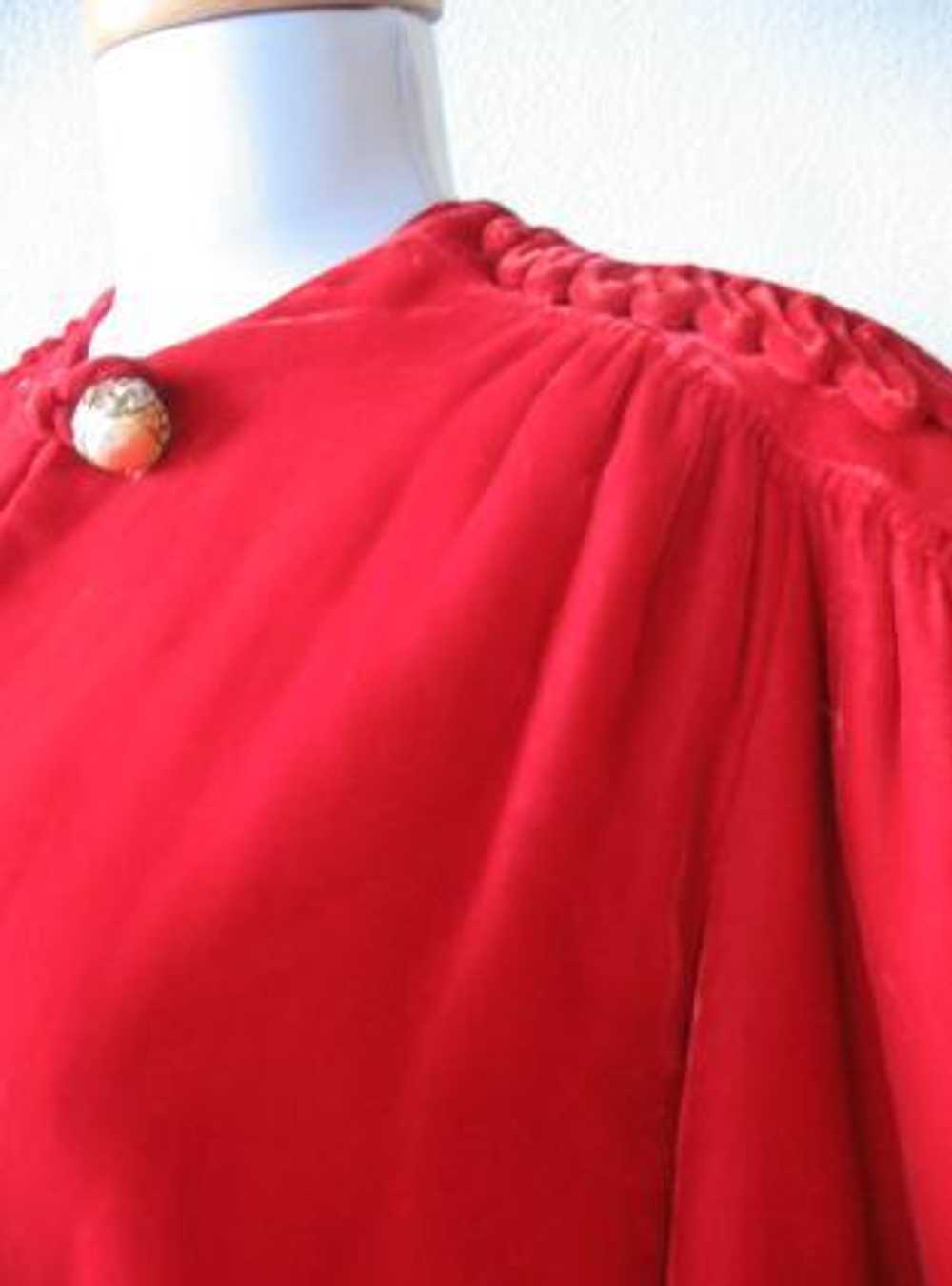 Women's 40s Jacket Red Velvet Dress Coat Vintage … - image 5