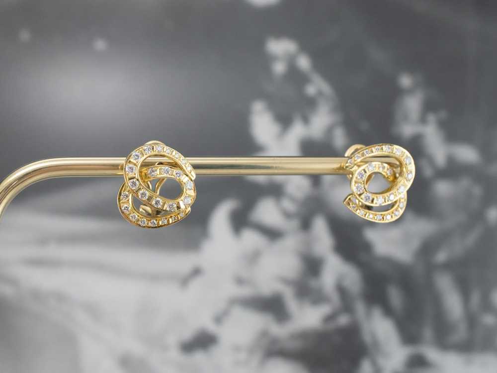 Looping 18K Gold Diamond Stud Earrings - image 10