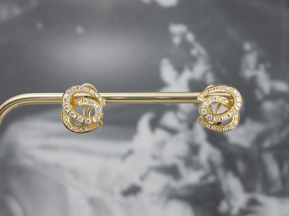Looping 18K Gold Diamond Stud Earrings - image 8