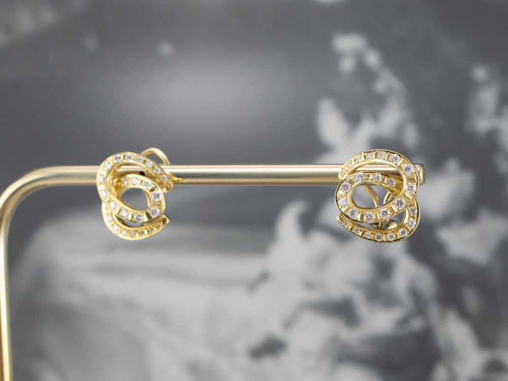 Looping 18K Gold Diamond Stud Earrings - image 9