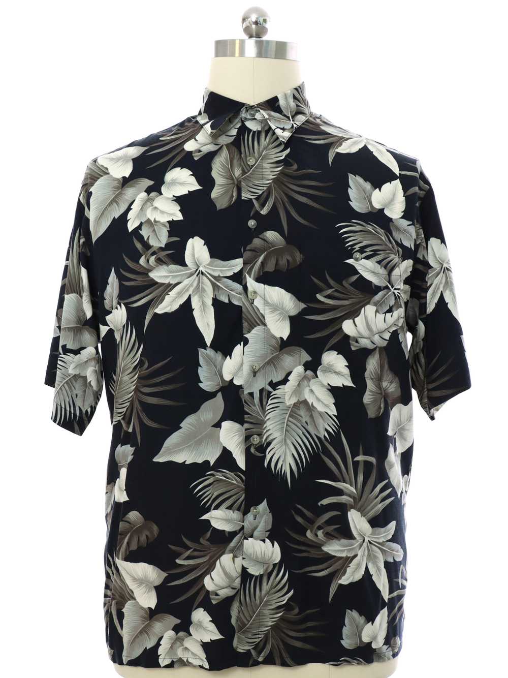 1990's Izod Mens Izod Rayon Hawaiian Shirt - Gem
