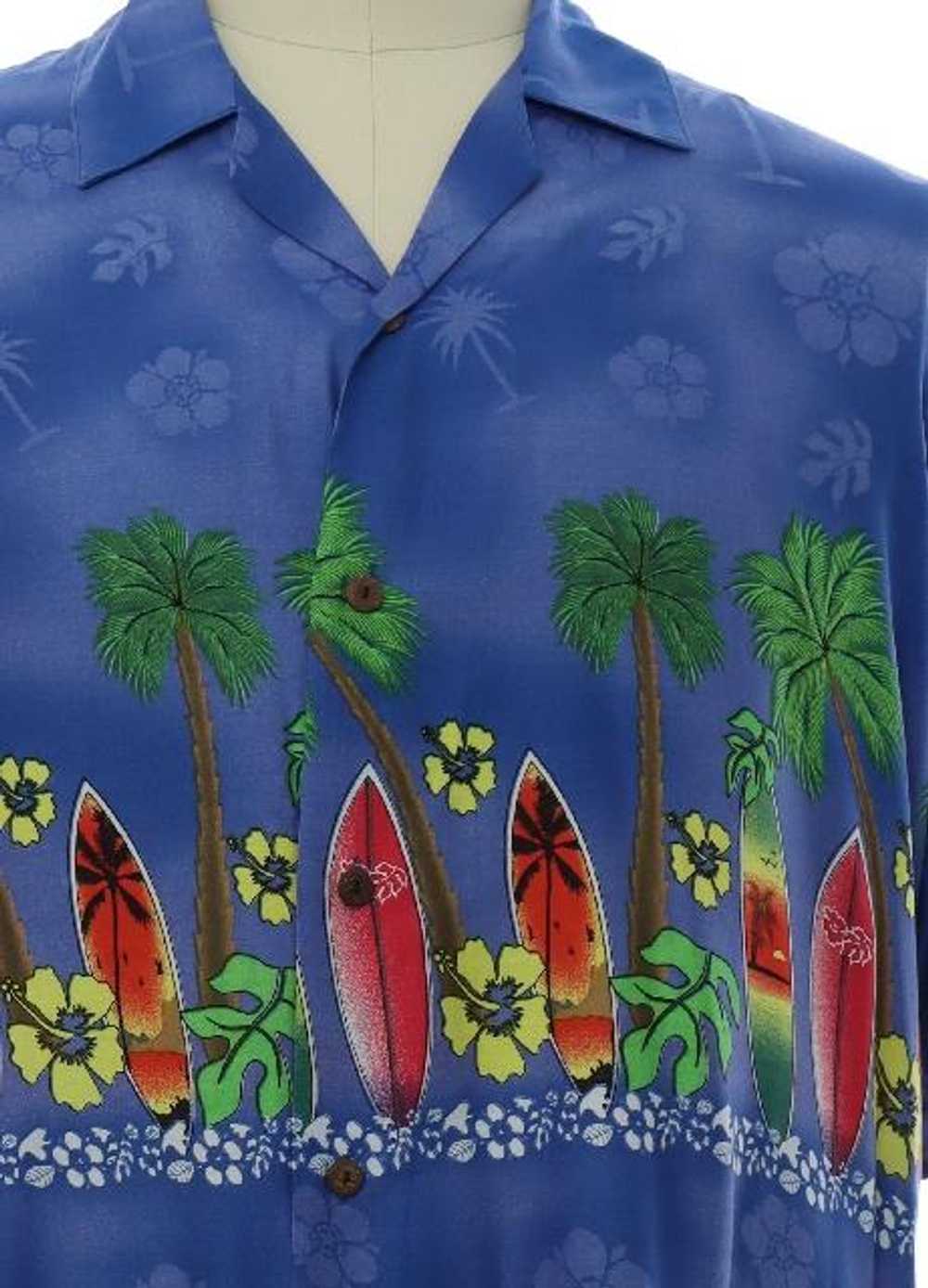 1990's Clear Blue Sky Mens Rayon Hawaiian Shirt - image 2