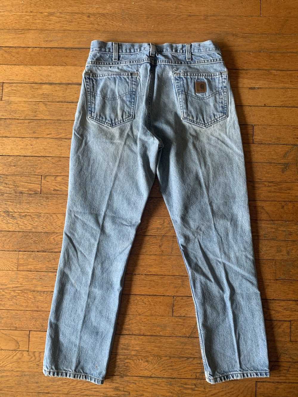 Carhartt Carhartt Patched Repaired Denim Blue Jea… - image 4