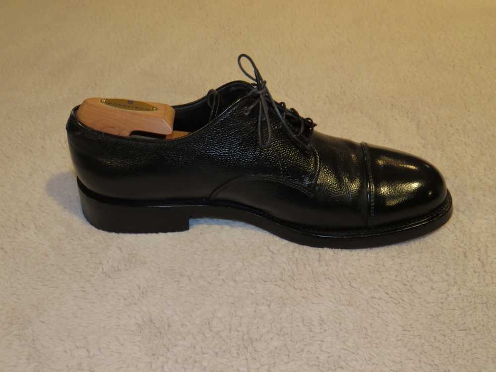 Prada Cap Toe Pebble Textured Black Leather Oxfor… - image 5