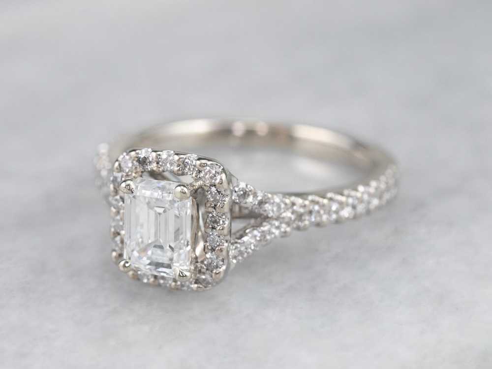 Diamond Halo Engagement Ring - image 3
