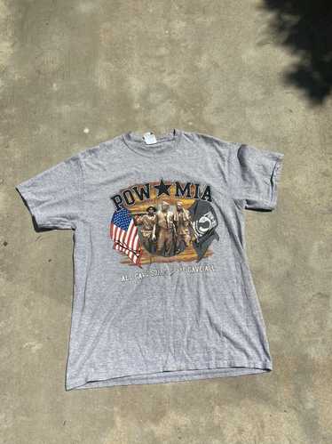 Vintage USA Military POW / MIA Grey Print Shirt